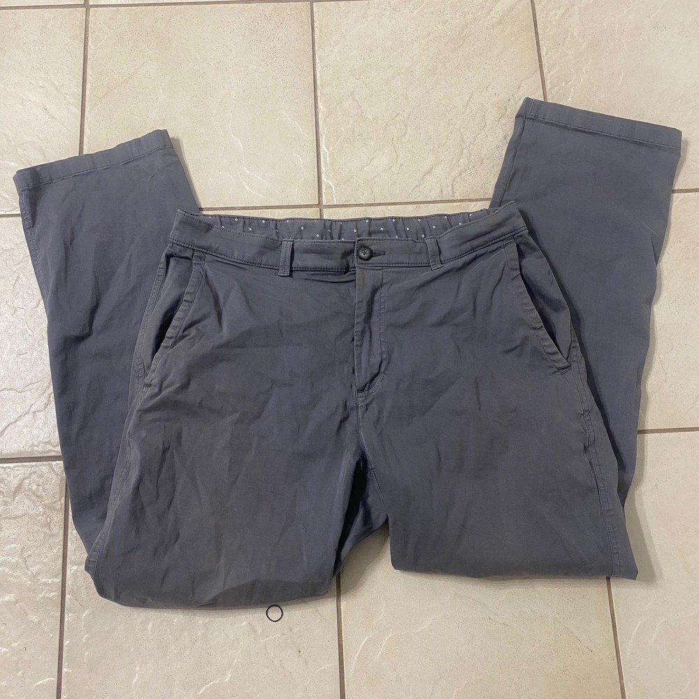 ROW M‎ Men Flat Front Chinos Pants Gray 34x32 Cotton Spandex Casual